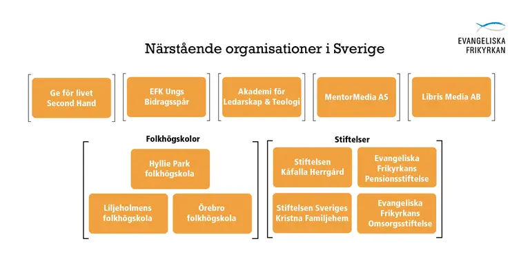 Illustration av närstående organisationer till EFK i Sverige.